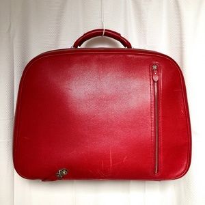 ro BAGS Retro Modern Red Leather Suitcase RARE